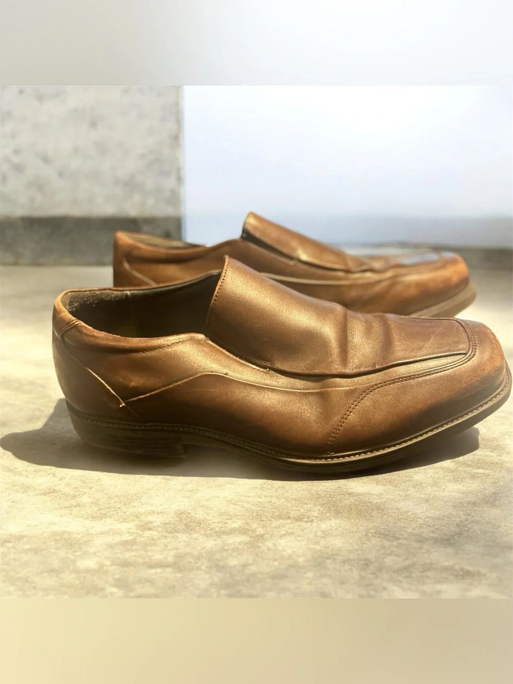Johnston & Murphy Men's Size 10.5 M Brown Leather Dress Loafers Slip On 20-3600